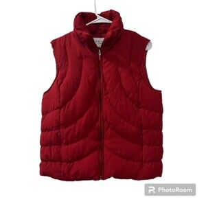 Nine West Womens Red Full Zip Down Filled Softshell Puffer Vest Size Large